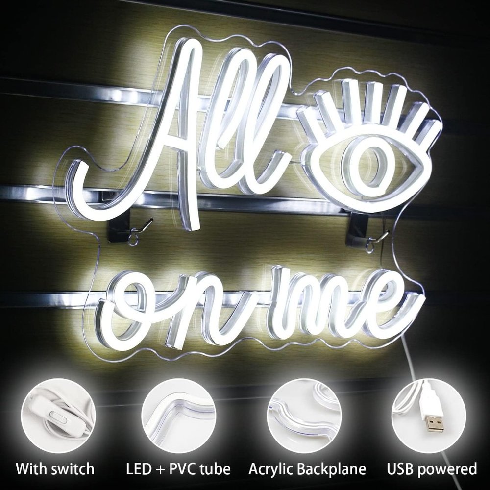 All Eyes On Me Evil Eye Greek Spiritual White Neon Light LED Wall Decor Dorm - Picture 4 of 8